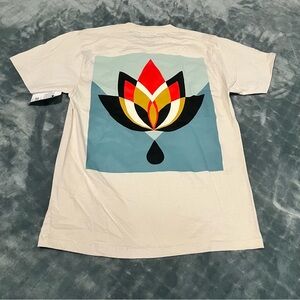 Obey Cream T-Shirt with Colorful Lotus‎ Graphic